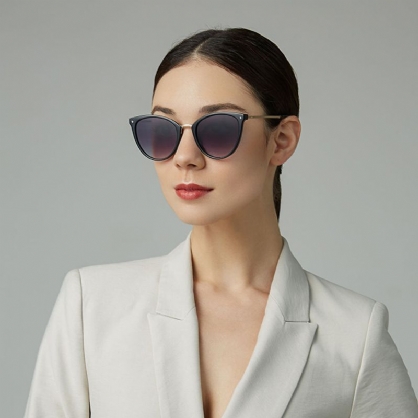 Gafas De Sol De Protección Uv De Montura Completa De Metal De Moda Informal Para Mujer