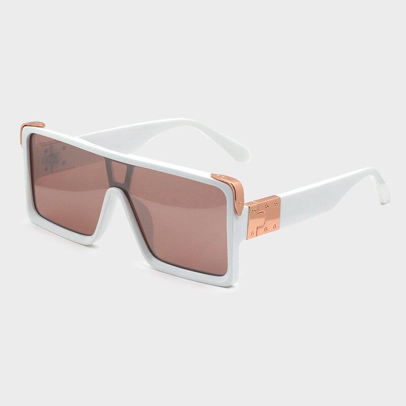 Gafas De Sol De Protección Uv Para Exteriores Informales Con Personalidad De Marco Completo Con Forma Cuadrada De Una Pieza Para Mujer