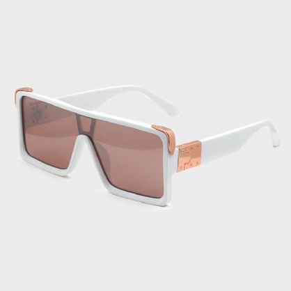 Gafas De Sol De Protección Uv Para Exteriores Informales Con Personalidad De Marco Completo Con Forma Cuadrada De Una Pieza Para Mujer