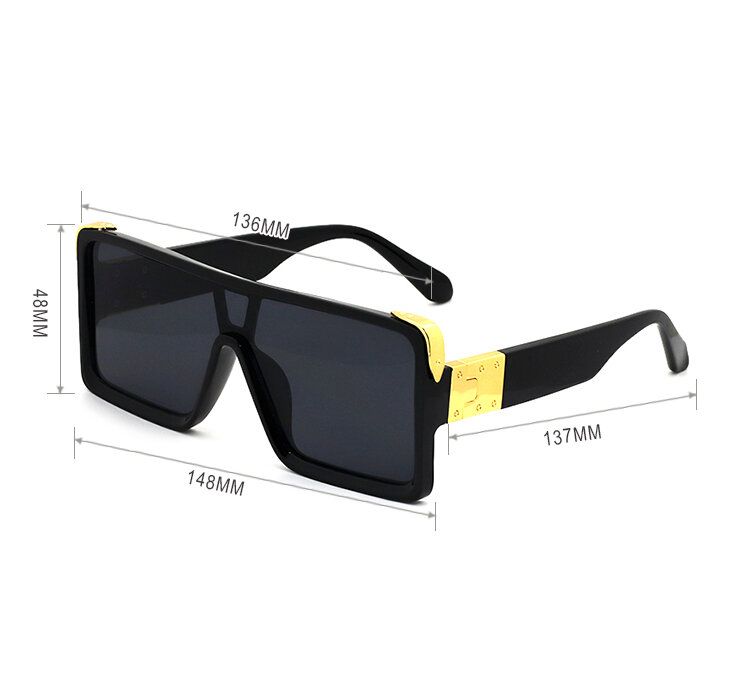 Gafas De Sol De Protección Uv Para Exteriores Informales Con Personalidad De Marco Completo Con Forma Cuadrada De Una Pieza Para Mujer