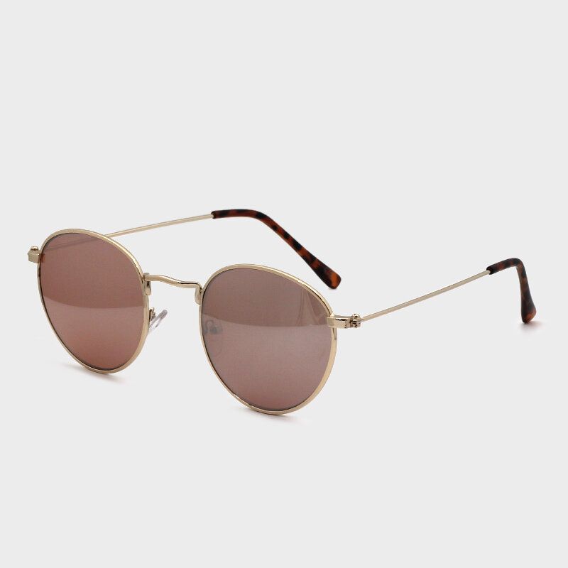 Gafas De Sol De Protección Uv Para Exteriores De Moda Informal Con Marco De Metal Completo De Forma Redonda Para Mujer