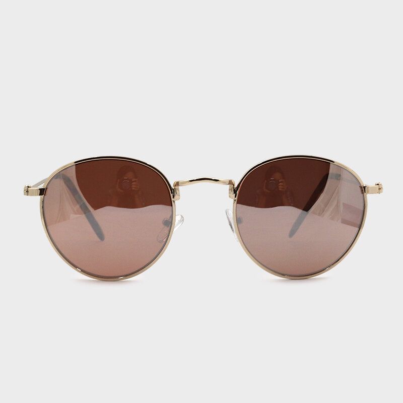 Gafas De Sol De Protección Uv Para Exteriores De Moda Informal Con Marco De Metal Completo De Forma Redonda Para Mujer