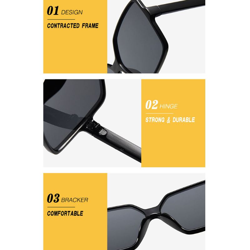 Gafas De Sol De Protección Uv Retro Con Montura De Talla Grande Para Mujer Forma Cuadrada Tendencia De Moda