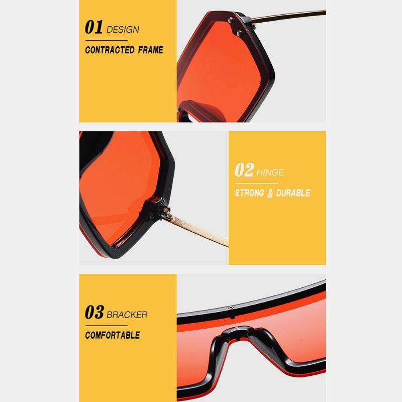 Gafas De Sol De Protección Uv De Una Sola Pieza Con Montura Gruesa De Talla Grande Para Mujer