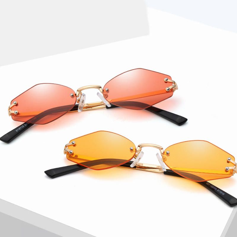 Gafas De Sol Sin Marco Hexagonales Universales Con Resistencia A Los Rayos Uv Para Mujer