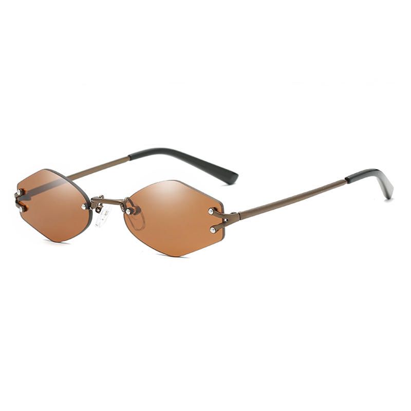 Gafas De Sol Sin Marco Hexagonales Universales Con Resistencia A Los Rayos Uv Para Mujer