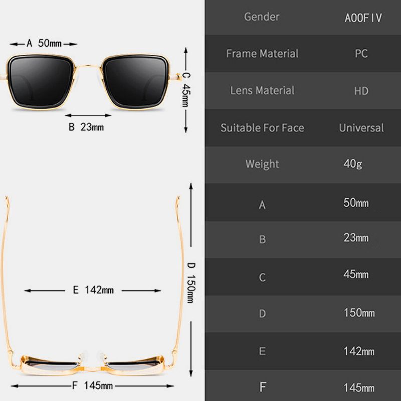 Gafas De Sol De Tendencia Con Montura De Metal De Borde Grueso Retro Para Hombres Gafas De Sol Para Conducir Al Aire Libre