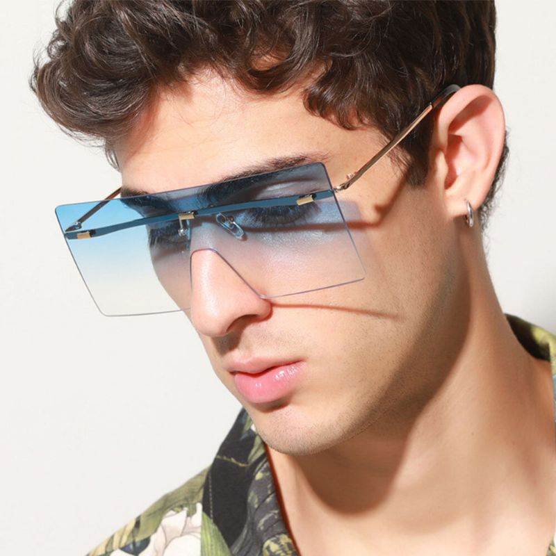 Gafas De Sol Unisex Con Protección Uv Cuadradas Y Cuadradas De Color Degradado