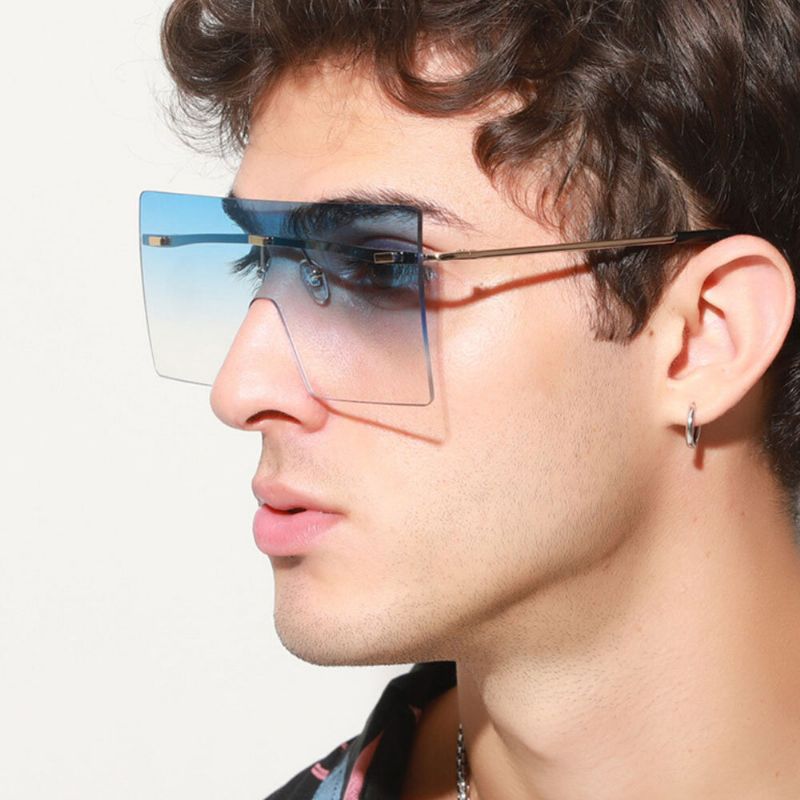 Gafas De Sol Unisex Con Protección Uv Cuadradas Y Cuadradas De Color Degradado