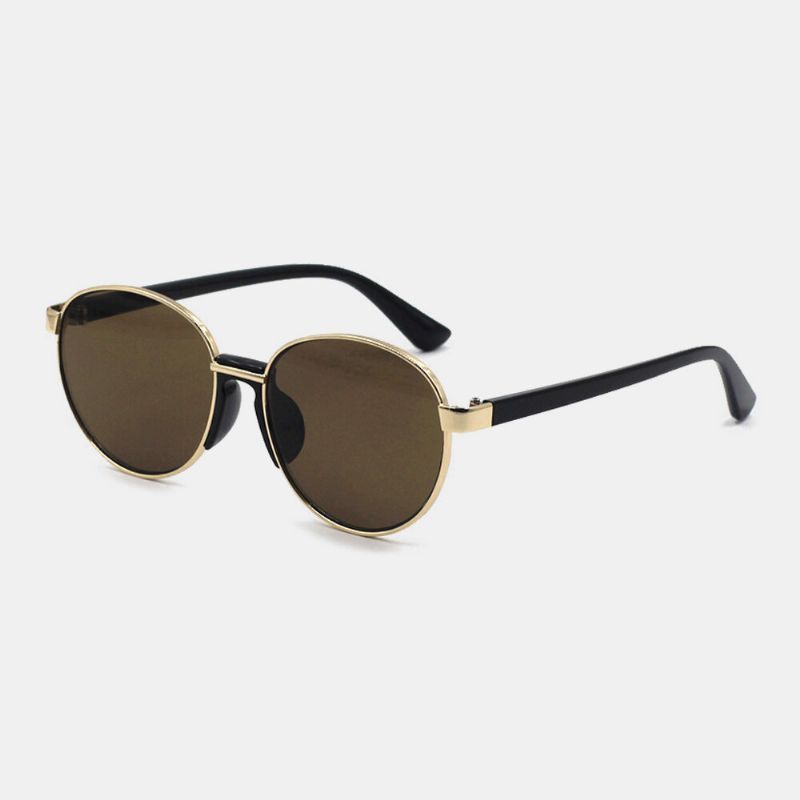 Gafas De Sol Unisex Con Protección Uv De Montura Completa Ovalada De Metal Con Borde Estrecho