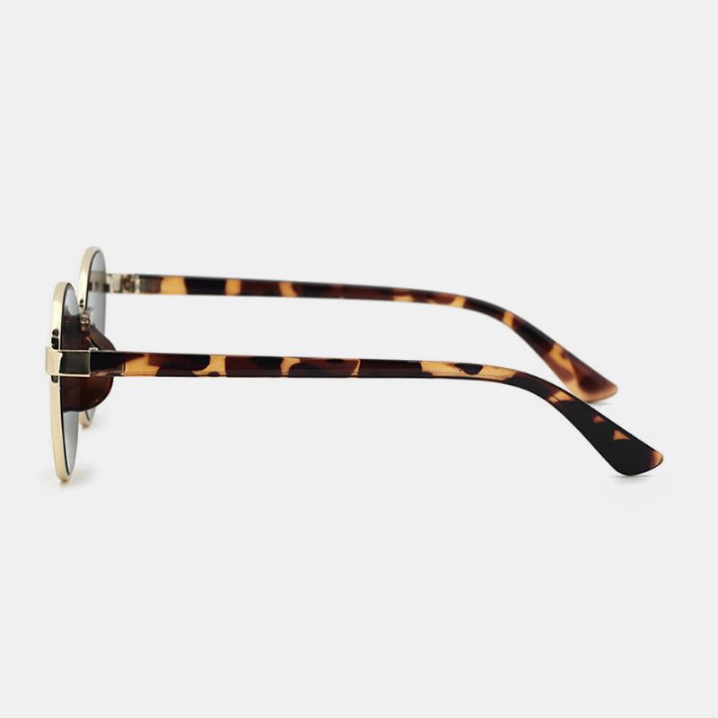 Gafas De Sol Unisex Con Protección Uv De Montura Completa Ovalada De Metal Con Borde Estrecho