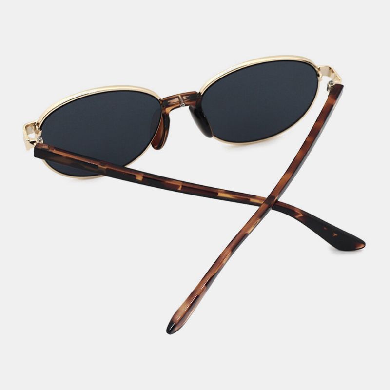 Gafas De Sol Unisex Con Protección Uv De Montura Completa Ovalada De Metal Con Borde Estrecho