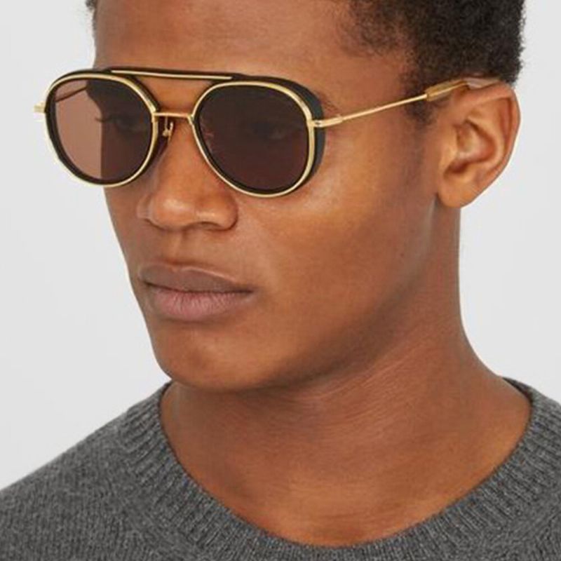 Gafas De Sol Vintage De Moda Con Protección Uv De Marco Grueso Completo Ovalado Para Hombre