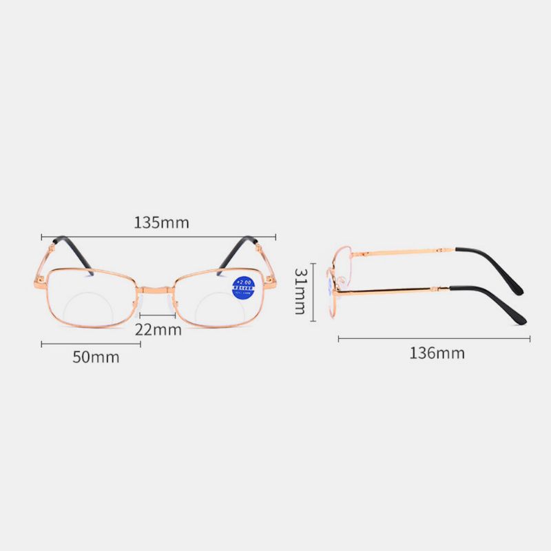 Gafas Unisex Portátiles De Montura Completa De Doble Luz Para Miopía Hipermetropía Gafas De Lectura Anti-azules Plegables Con Caja De Cuero