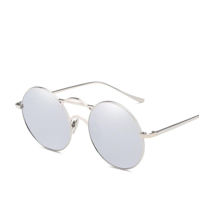 Hombres Mujeres Círculo Redondo Vintage Anti Uv Anteojos Lentes Transparentes Gafas De Sol Casuales