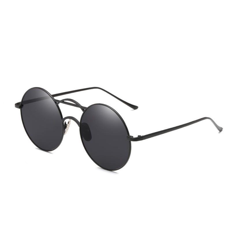 Hombres Mujeres Círculo Redondo Vintage Anti Uv Anteojos Lentes Transparentes Gafas De Sol Casuales