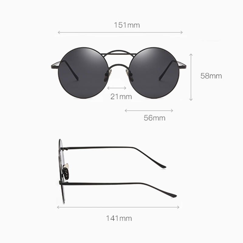 Hombres Mujeres Círculo Redondo Vintage Anti Uv Anteojos Lentes Transparentes Gafas De Sol Casuales