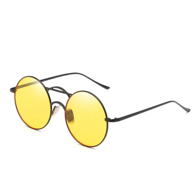 Hombres Mujeres Círculo Redondo Vintage Anti Uv Anteojos Lentes Transparentes Gafas De Sol Casuales