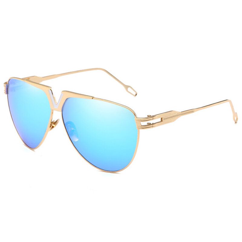 Hombres Mujeres Trendy Hd Uv400 Gafas De Sol No Polarizadas De Metal Gafas Con Espejo Para Exteriores