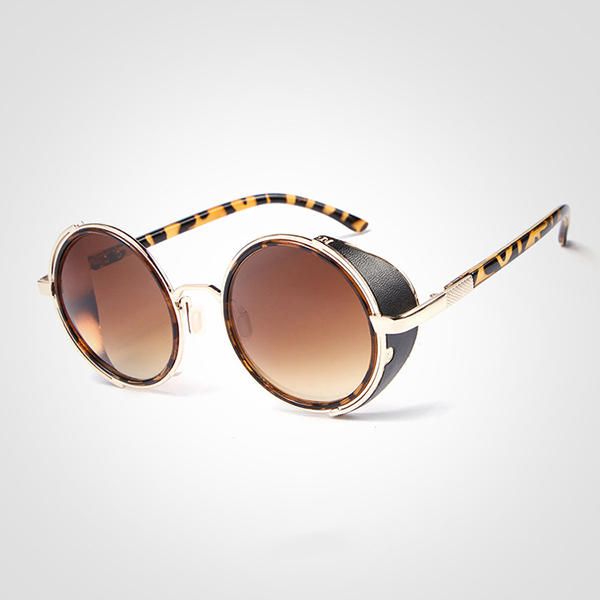 Hombres Mujeres Vintage Steam Punk Redondo Protección Uv Gafas De Sol Verano Protector Solar Eyeglasseess