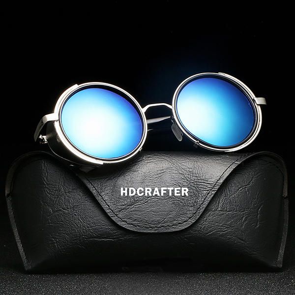 Hombres Mujeres Vintage Steam Punk Redondo Protección Uv Gafas De Sol Verano Protector Solar Eyeglasseess