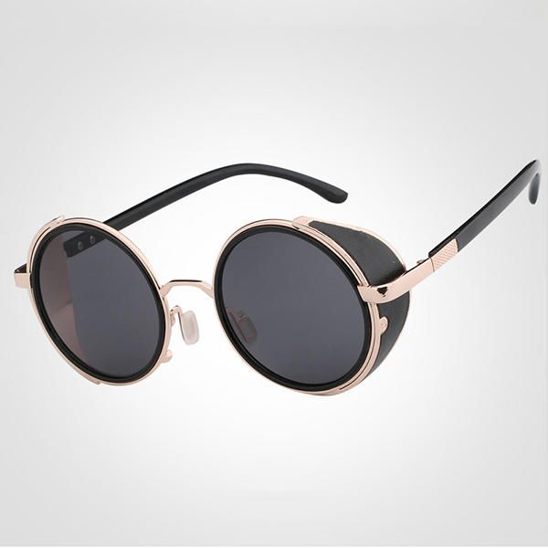 Hombres Mujeres Vintage Steam Punk Redondo Protección Uv Gafas De Sol Verano Protector Solar Eyeglasseess