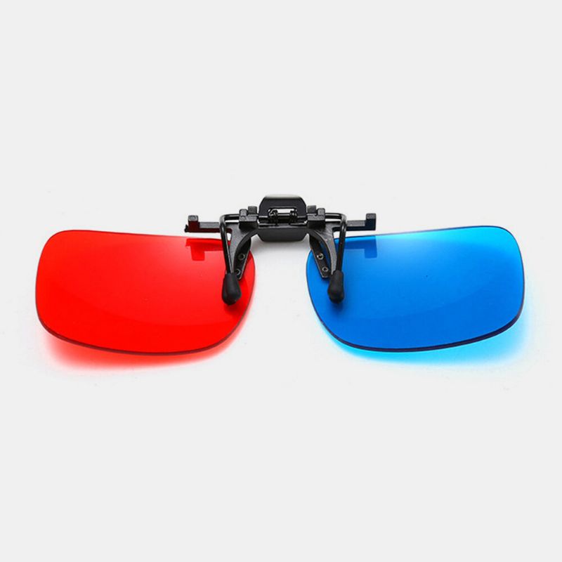 Lente De Clip De Gafas Estéreo 3d Unisex Película De Cine Lente De Gafas Universales Roja Y Azul Con Estuche