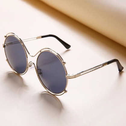 Mujeres Hombres Unisex Vintage Anti-uv Gafas De Sol De Doble Anillo Retro Steampunk Gafas De Lente De Espejo Redondo