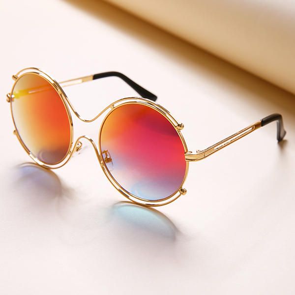 Mujeres Hombres Unisex Vintage Anti-uv Gafas De Sol De Doble Anillo Retro Steampunk Gafas De Lente De Espejo Redondo