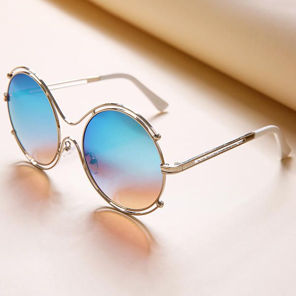 Mujeres Hombres Unisex Vintage Anti-uv Gafas De Sol De Doble Anillo Retro Steampunk Gafas De Lente De Espejo Redondo