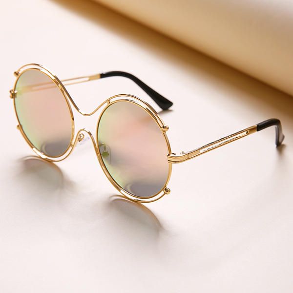 Mujeres Hombres Unisex Vintage Anti-uv Gafas De Sol De Doble Anillo Retro Steampunk Gafas De Lente De Espejo Redondo