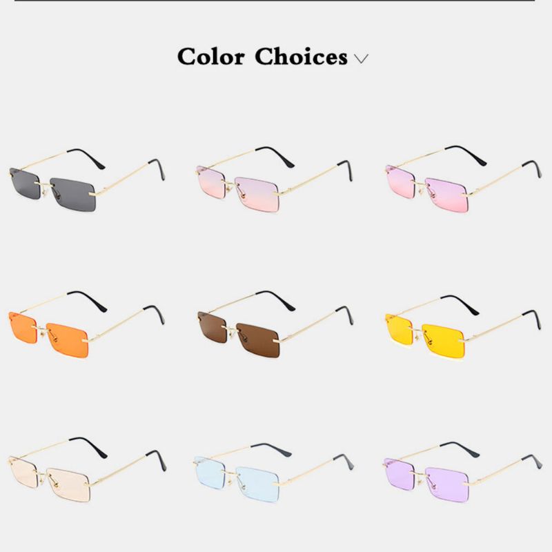 Mujeres Retro Multi-color Framelss Pequeño Cuadrado Moda Personalidad Protección Uv Gafas De Sol