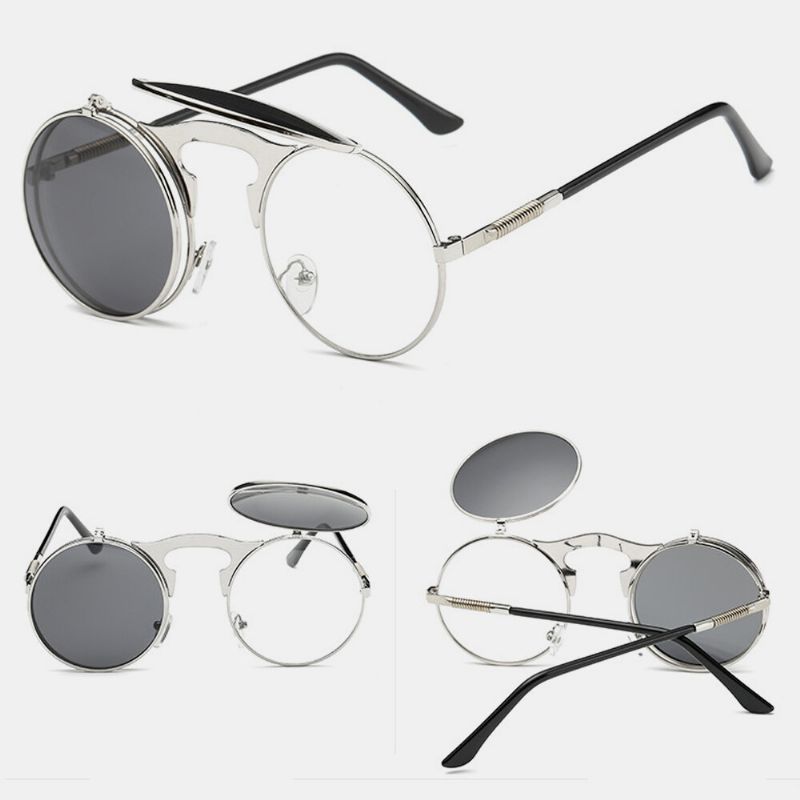 Retro Metal Punk Steam Flip Gafas De Sol Hipster Gafas De Sol Estilo De Moda Para Hombres Mujeres