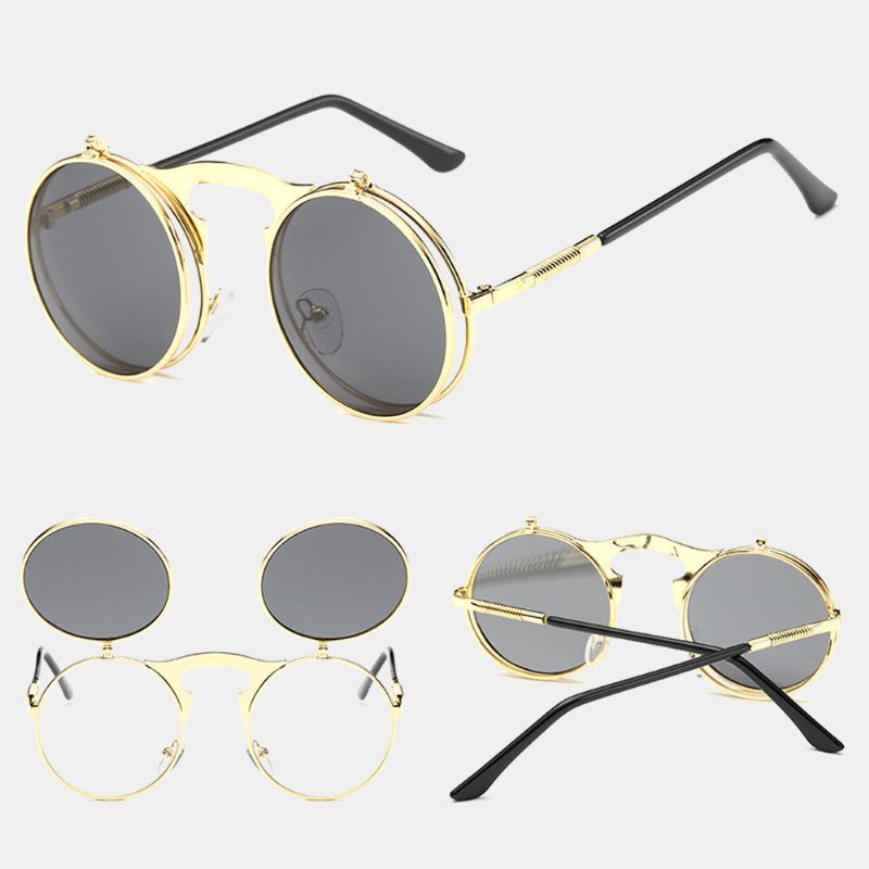 Retro Metal Punk Steam Flip Gafas De Sol Hipster Gafas De Sol Estilo De Moda Para Hombres Mujeres