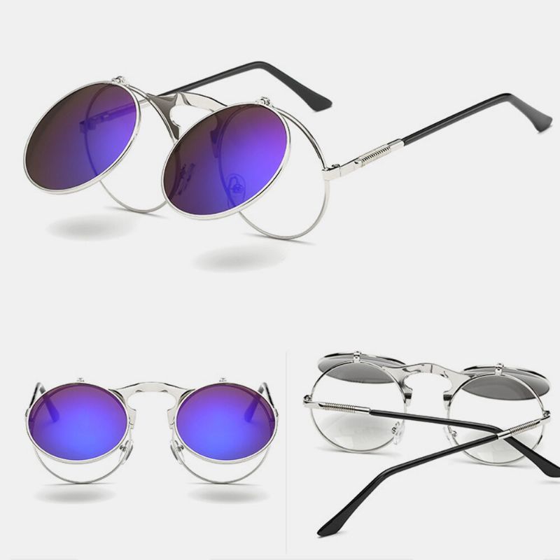 Retro Metal Punk Steam Flip Gafas De Sol Hipster Gafas De Sol Estilo De Moda Para Hombres Mujeres