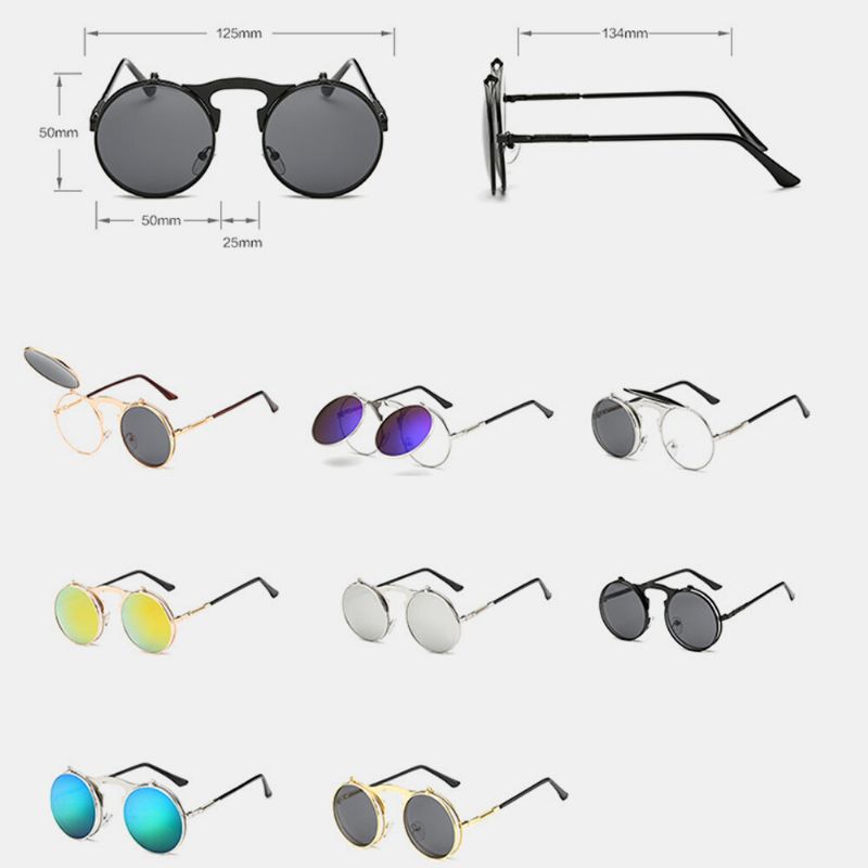 Retro Metal Punk Steam Flip Gafas De Sol Hipster Gafas De Sol Estilo De Moda Para Hombres Mujeres