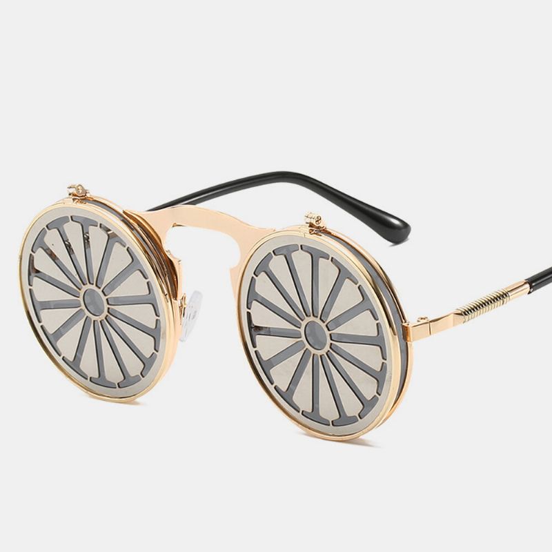 Steampunk Transfronterizo Clamshell Gafas De Sol Femeninas Espejo De Metal Clásico Para Hombres Gafas De Sol Coloridas Retro Para Conducir En La Playa Al Aire Libre