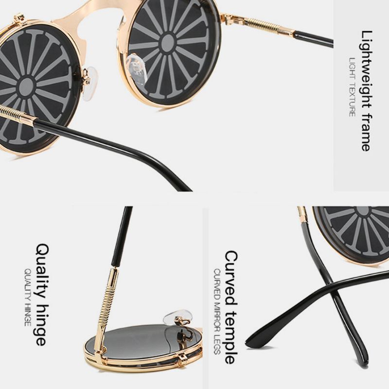 Steampunk Transfronterizo Clamshell Gafas De Sol Femeninas Espejo De Metal Clásico Para Hombres Gafas De Sol Coloridas Retro Para Conducir En La Playa Al Aire Libre