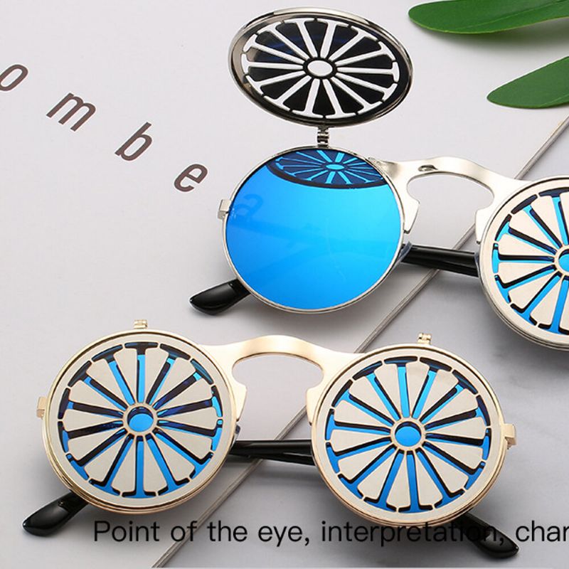 Steampunk Transfronterizo Clamshell Gafas De Sol Femeninas Espejo De Metal Clásico Para Hombres Gafas De Sol Coloridas Retro Para Conducir En La Playa Al Aire Libre