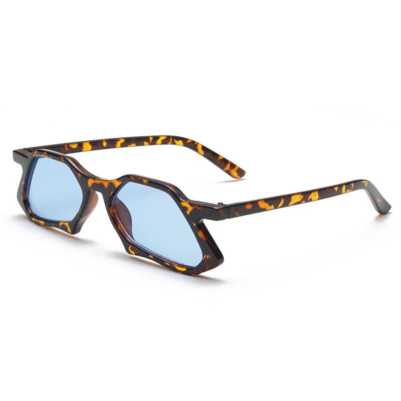 Uv400 Gafas De Sol Con Estampado De Leopardo De Personalidad Irregular Gafas Con Montura Redonda De Moda