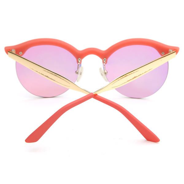 Uv400 Gafas De Sol Redondas Para Mujer Medio Marco Patas De Aleación Gafas Coloridas Y Brillantes