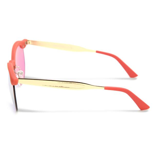 Uv400 Gafas De Sol Redondas Para Mujer Medio Marco Patas De Aleación Gafas Coloridas Y Brillantes