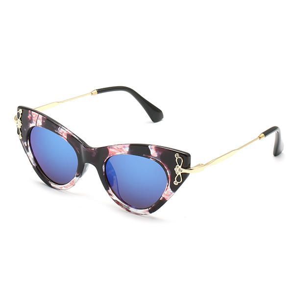 Uv400 Mujer Chica Montura De Ojo De Gato Lente De Mercurio Gafas De Sol Vintage Gafas De Metal