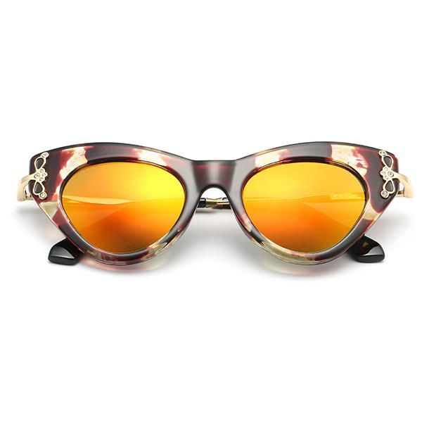 Uv400 Mujer Chica Montura De Ojo De Gato Lente De Mercurio Gafas De Sol Vintage Gafas De Metal