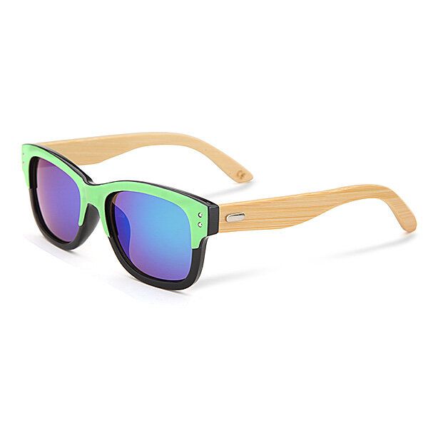 Uv400 Unisex Patas De Bambú Remache Sun Glassess Espejo Marco De Color Gafas De Madera Gafas