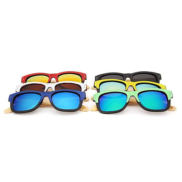 Uv400 Unisex Patas De Bambú Remache Sun Glassess Espejo Marco De Color Gafas De Madera Gafas