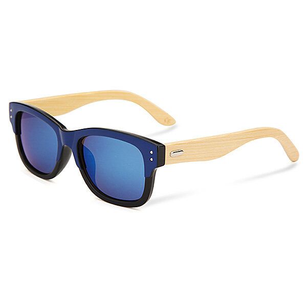 Uv400 Unisex Patas De Bambú Remache Sun Glassess Espejo Marco De Color Gafas De Madera Gafas