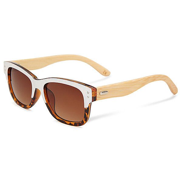 Uv400 Unisex Patas De Bambú Remache Sun Glassess Espejo Marco De Color Gafas De Madera Gafas