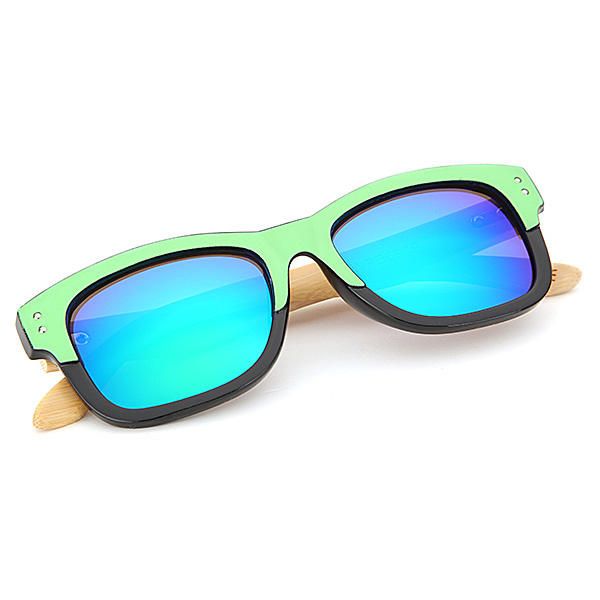 Uv400 Unisex Patas De Bambú Remache Sun Glassess Espejo Marco De Color Gafas De Madera Gafas