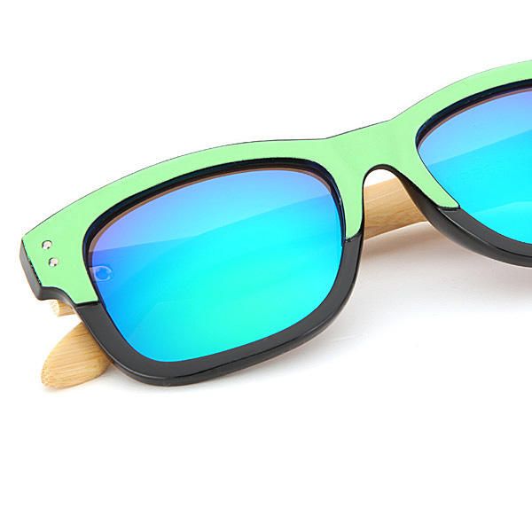 Uv400 Unisex Patas De Bambú Remache Sun Glassess Espejo Marco De Color Gafas De Madera Gafas